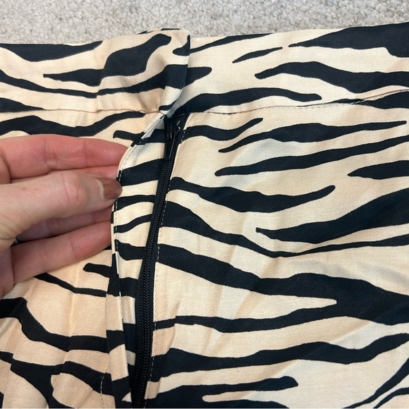 Zara cream black tiger animal print satin effect pyjama pants back slit NWT - Picture 6 of 14